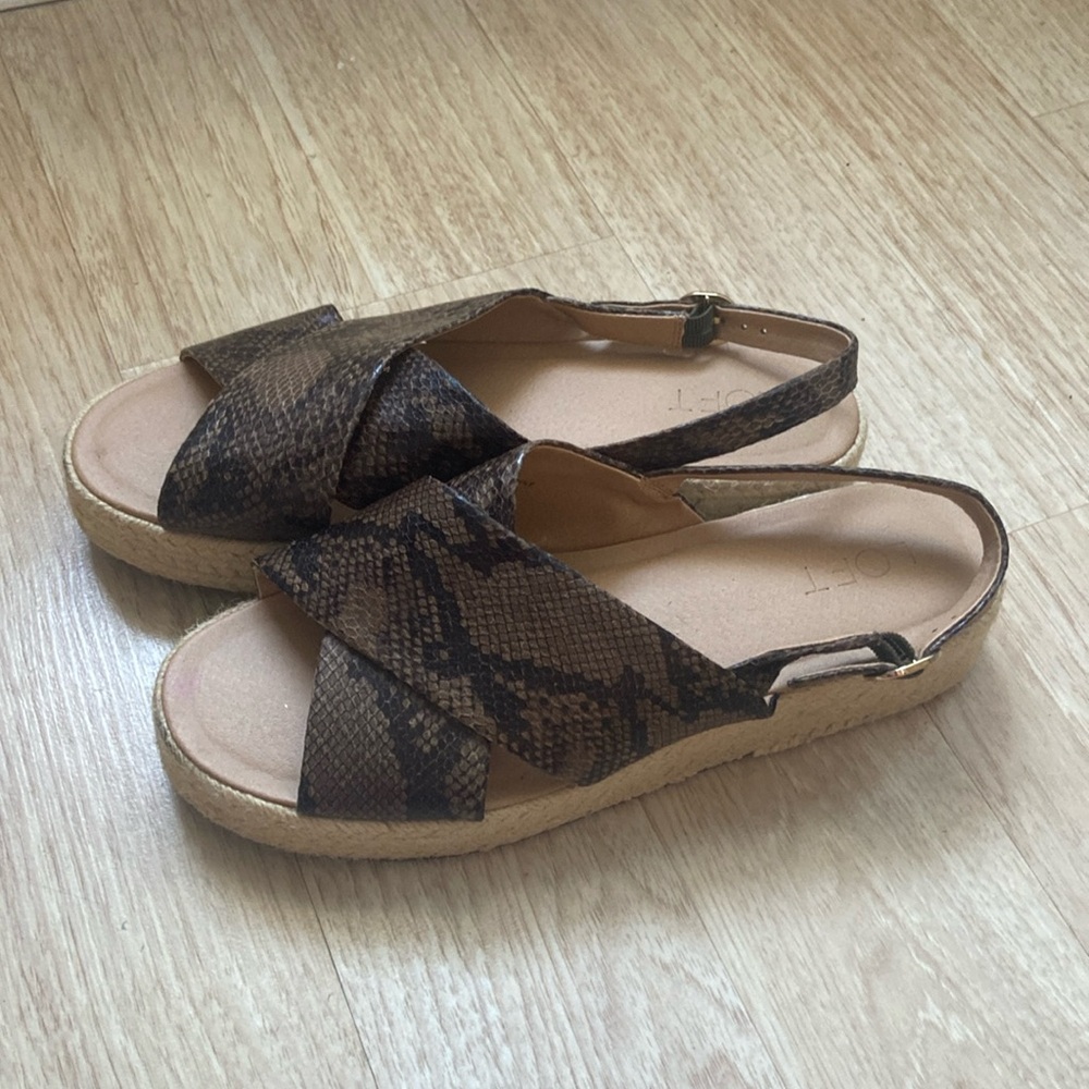 Loft Crisscross Platform Espadrille Snake Sandal Size 9